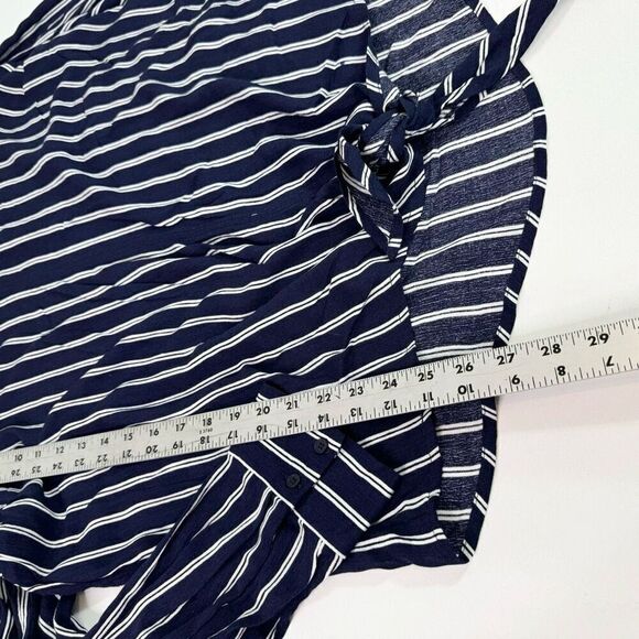 Mix By 41Hawthorn Top Womens 2X Blue Striped V-Neck Tie-Front NWT Nautical Flowy - Picture 4 of 10